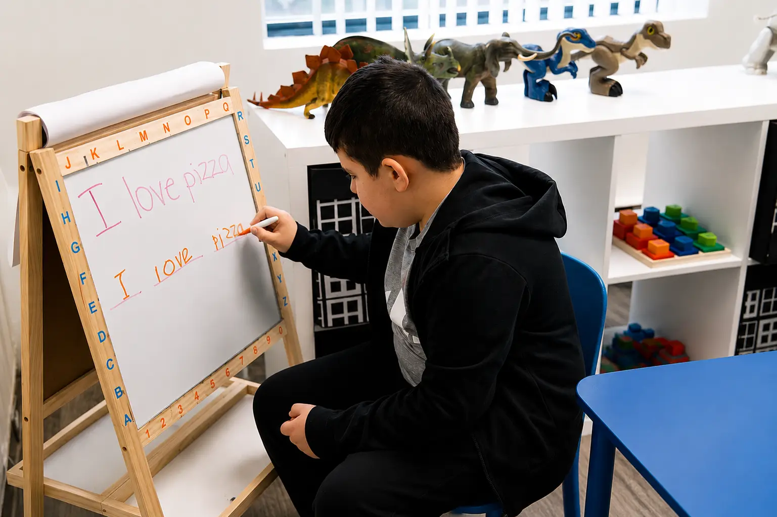 Child copying words